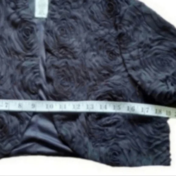 Vintage Floral Black Rosette Bolero Jacket 1X - Picture 3 of 5
